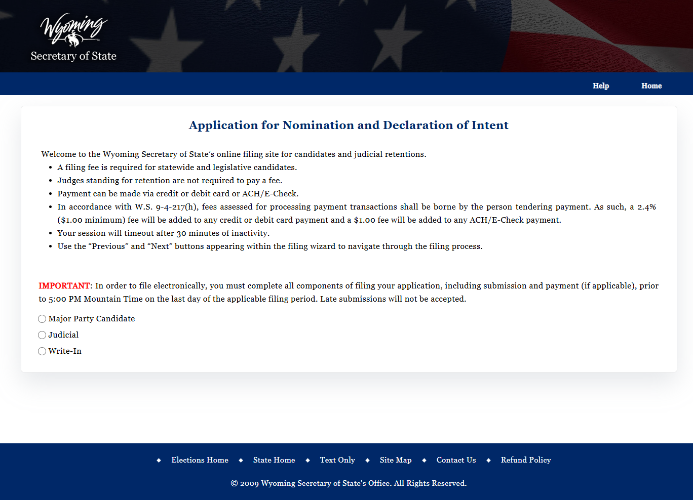 Wyoming Candidate Filing Homepage Wyoming Candidate Filing Homepage