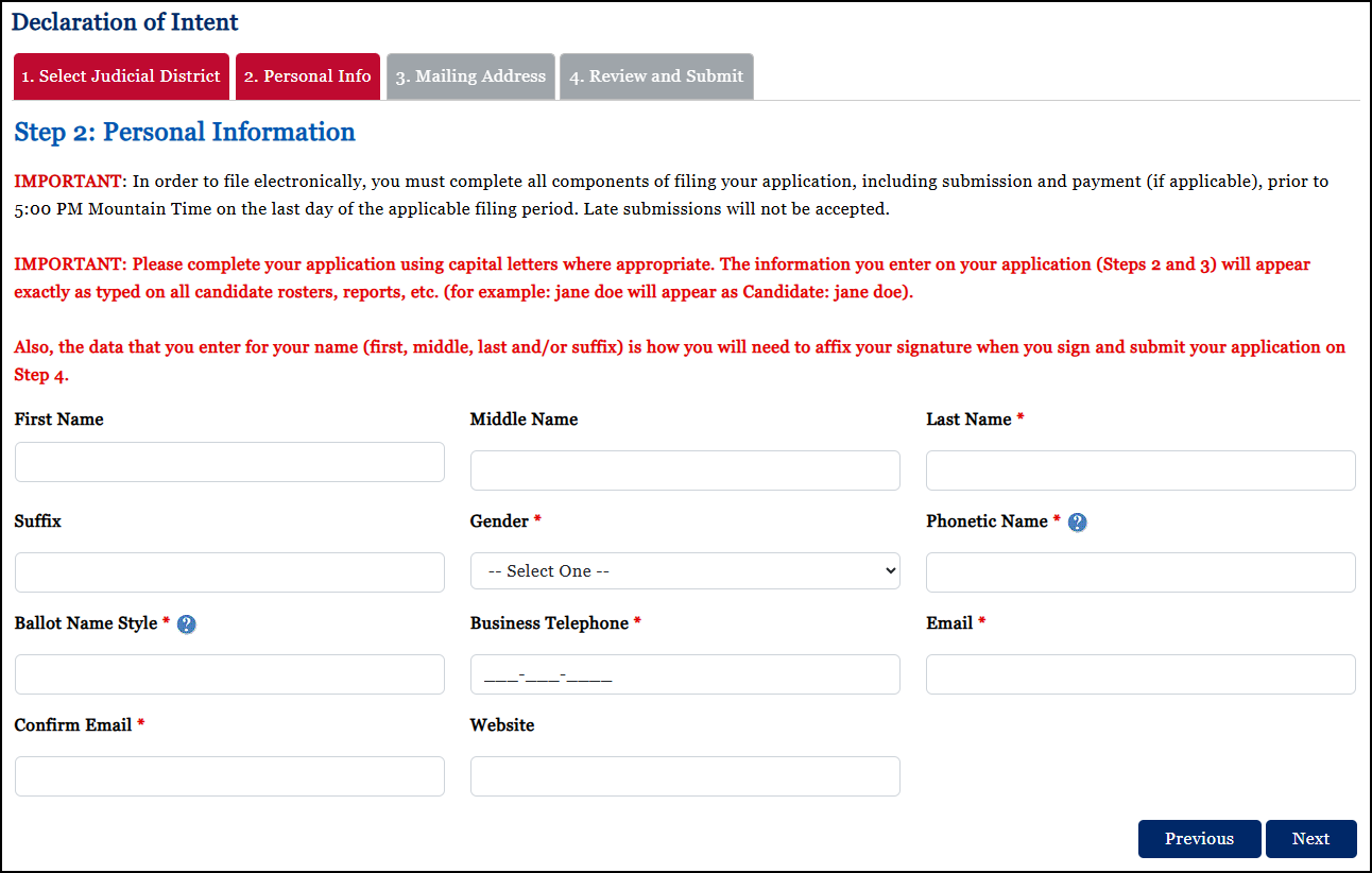 Step 2 - Personal Information Step 2 - Personal Information